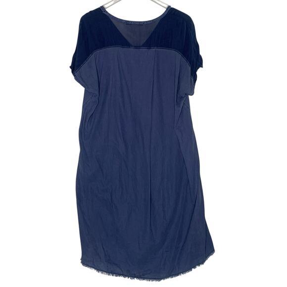 XCVI Wearables L Womens Blue Linen Cotton Blend Shirt Dress Breathable Travel - Picture 2 of 9